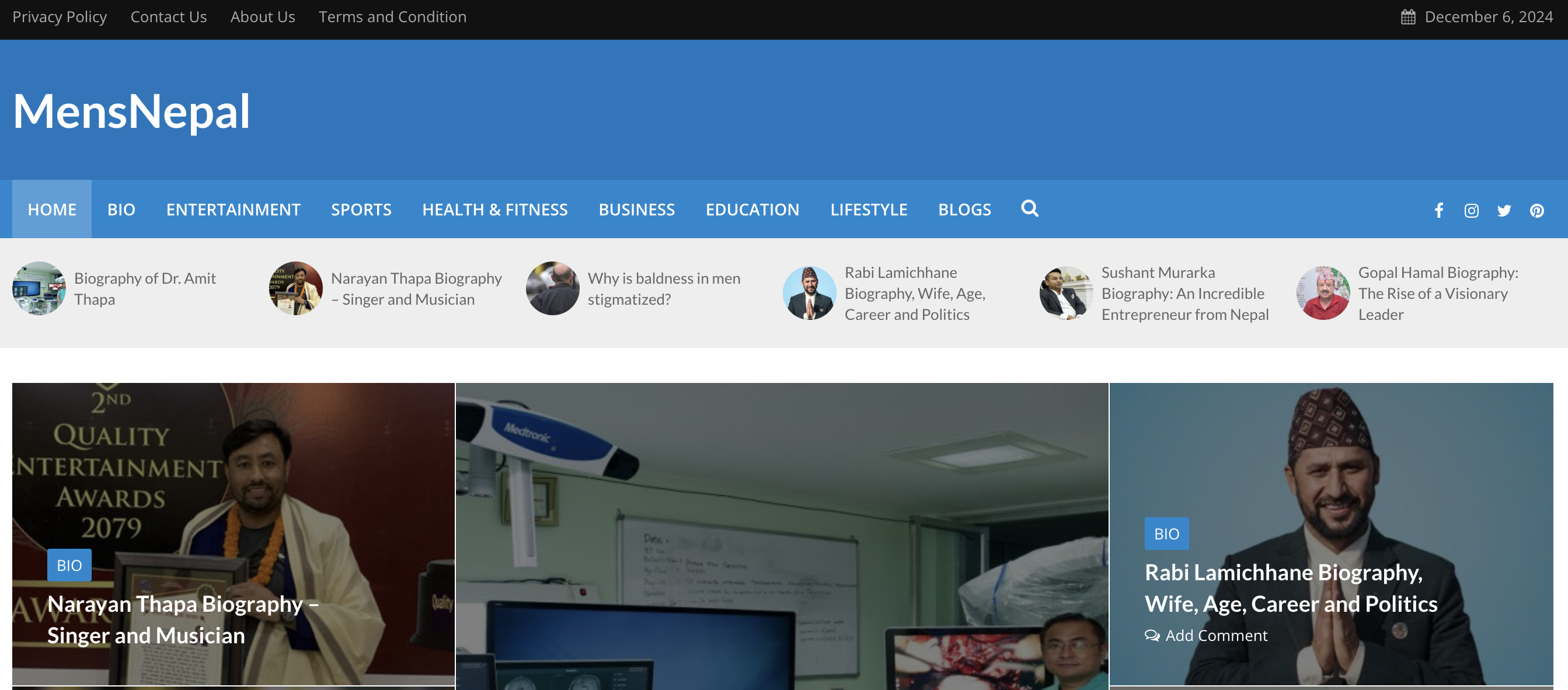 MensNepal - Biography Website