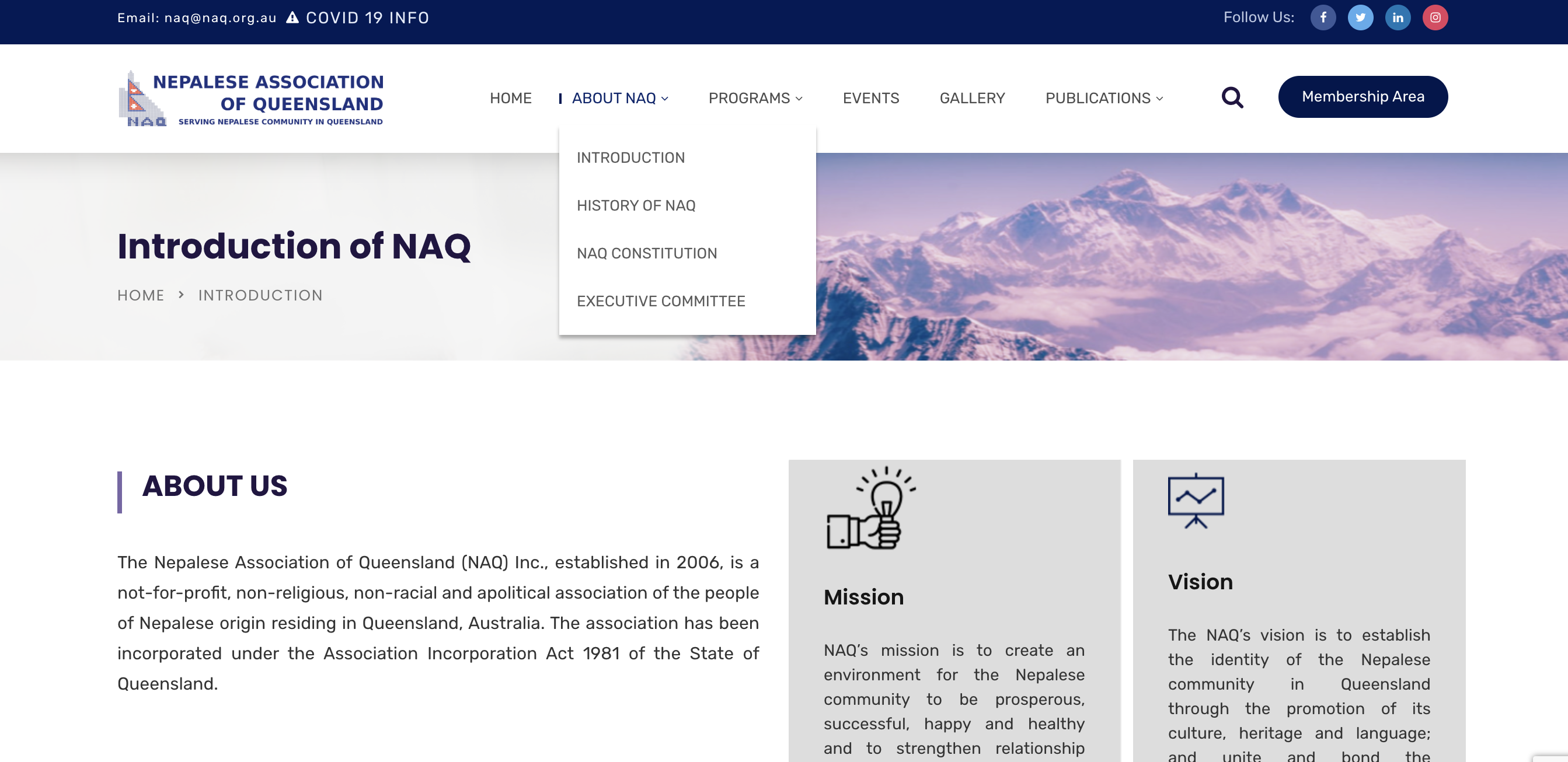 Nepalese Association of Queensland - Corporate Web Development